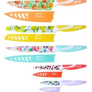 10 pc - Multicolored Fruit Kitchen Knife Set - Nonstick w/ 5 Blade Guards